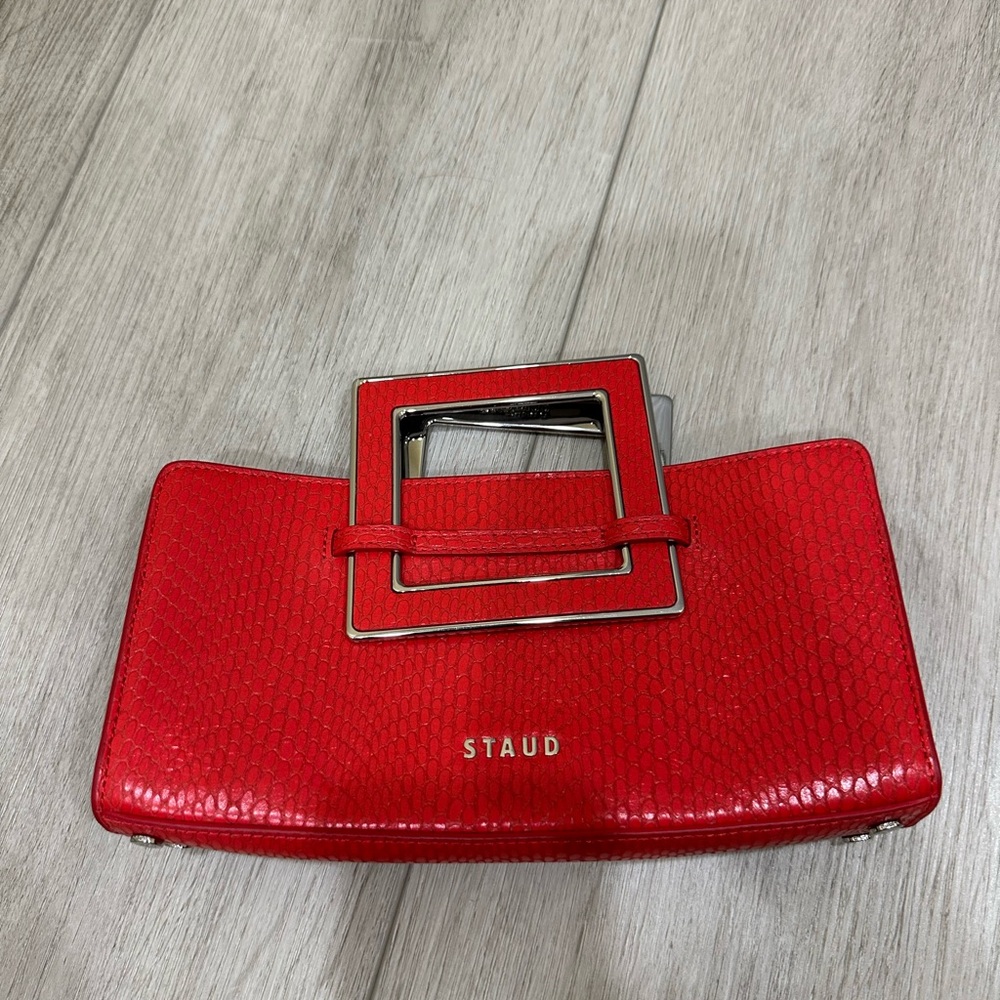 STAUD Shirley top-handle Clutch Bag RED